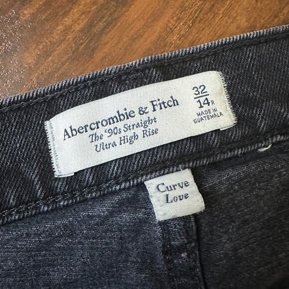 ABERCROMBIE & FITCH Curve Love 90s Straight Jeans Black Ultra HR - Picture 9 of 14